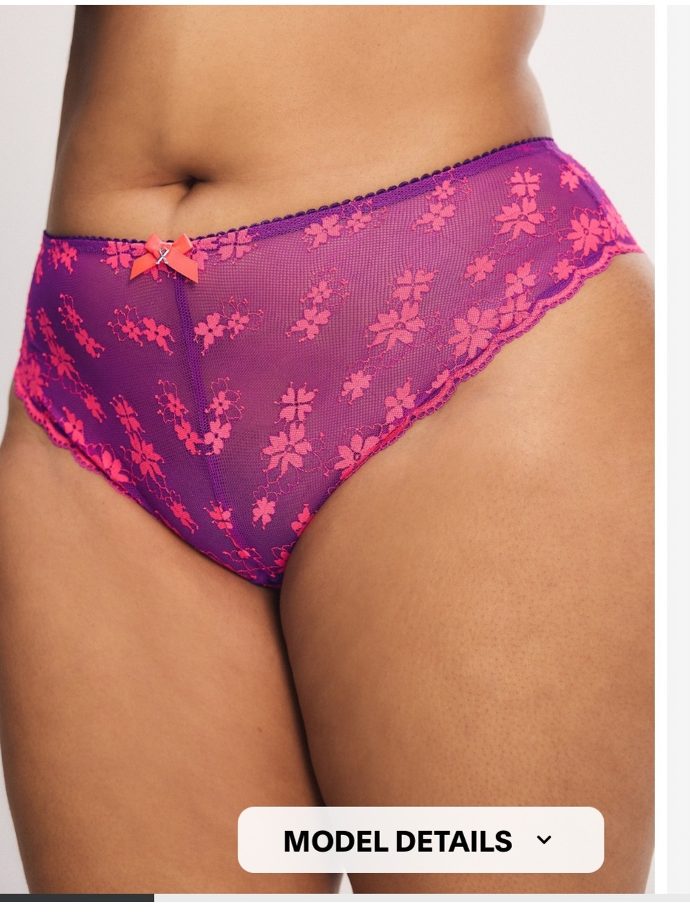 Savage X Fenty Purple Suga Floral Lace Panty - Purple & Pink